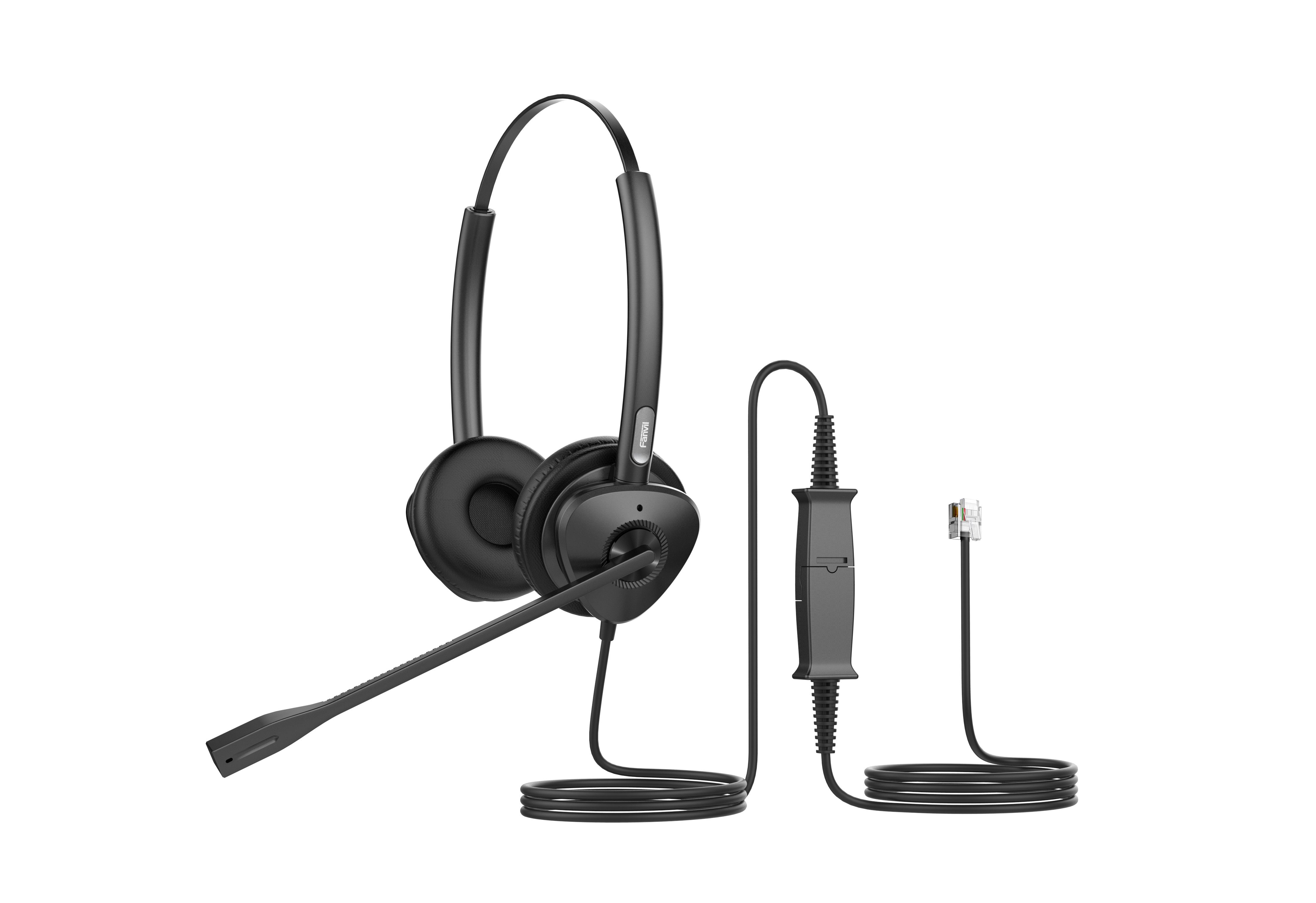 Fanvil HT302 QD to RJ9 Dual Wired Headset Refurbished - Fanvil refurbished available on PCLiquidations