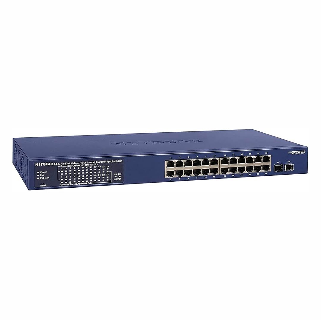 Netgear ProSAFE GS724TPP 24-Port Gigabit PoE+ (380W) Managed Network Switch (2 1G SFP Uplink) Refurbished - Netgear refurbished available on PCLiquidations
